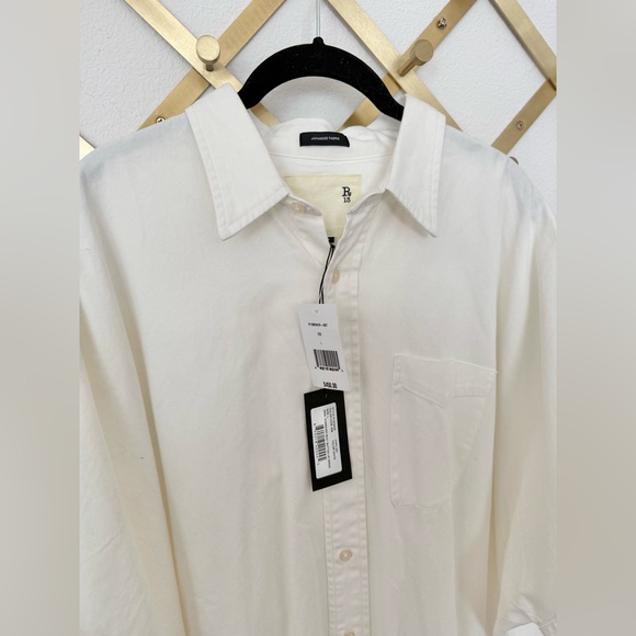 R13 Oversized Boxy Button Up Dress White Asymmetrical Hem Size Large - Picture 6 of 8